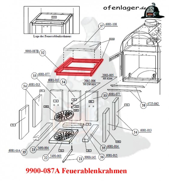 9900-087A Feuerablenkrahmen