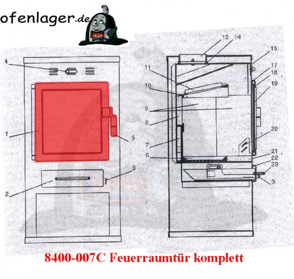 8400-007C Feuerraumtür komplett