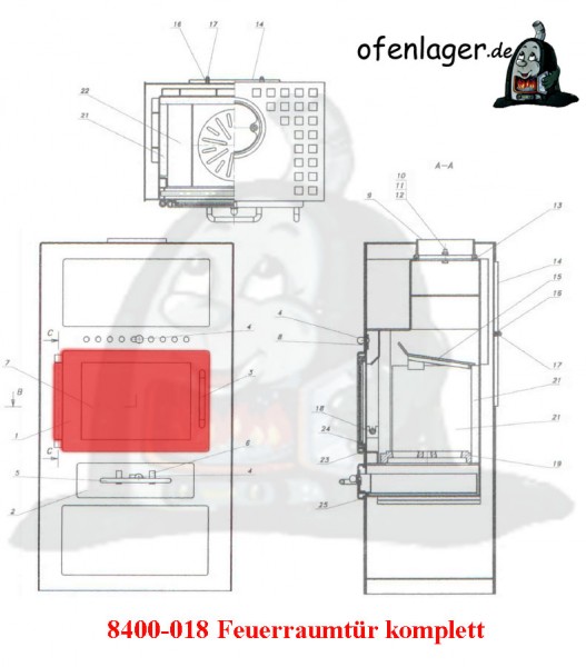 8400-018 Feuerraumtür komplett