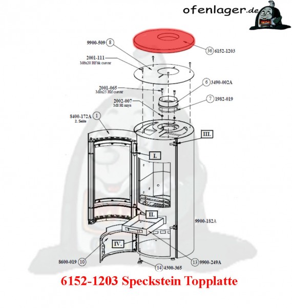 6152-1203 Speckstein/Topplatte