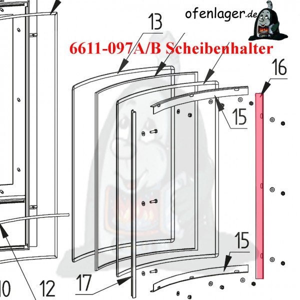 6611-097A Scheibenhalterung links 4 Stück