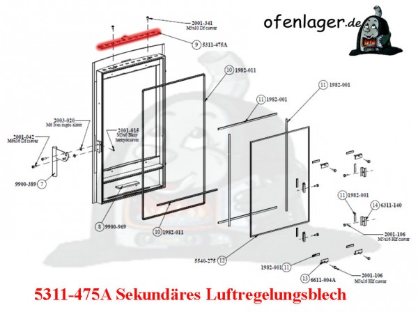 5311-475A Sekundär Luftregelungsblech