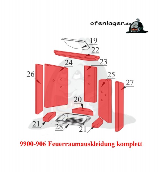 9900-906 Feuerraumauskleidung komplett