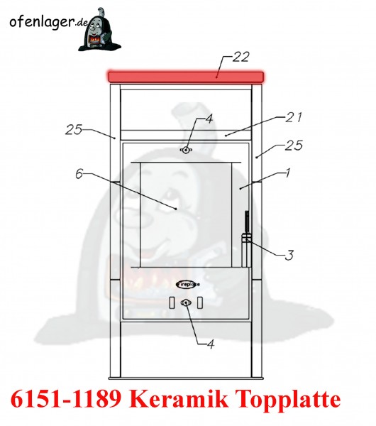 6151-1186 Keramik/Topplatte