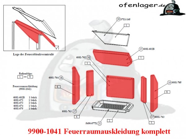 9900-1041 Feuerraumauskleidung komplett