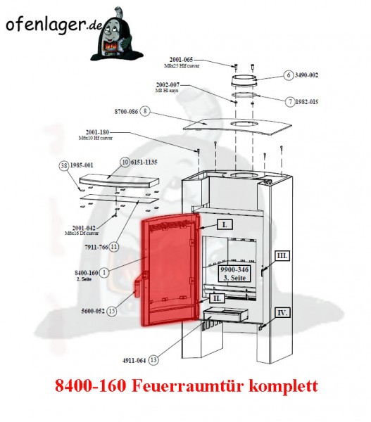 8400-160 Feuerraumtür komplett