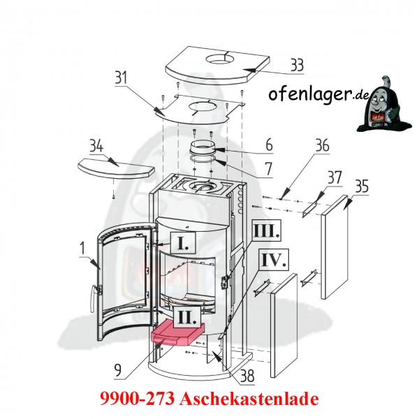 9900-273 Aschekastenlade