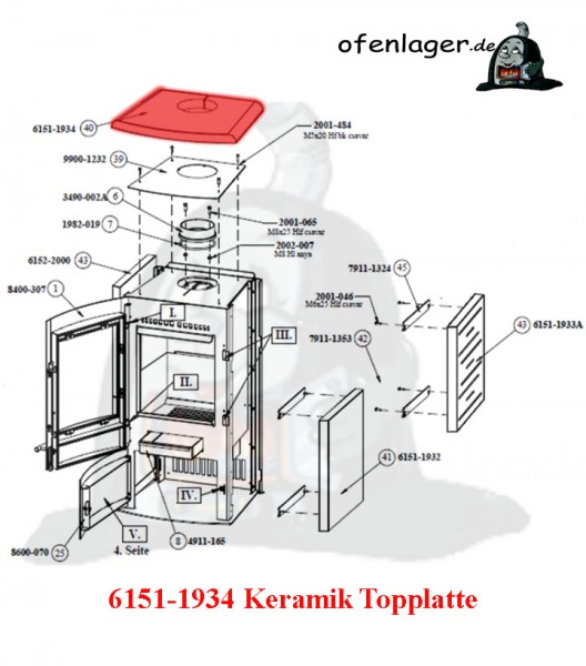 6151-1934 Keramik Topplatte