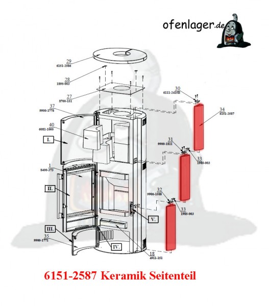 6151-2587 Keramik Seitenteil / 1 Stück