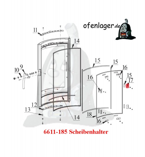 6611-185 Scheibenhalter 4 Stück