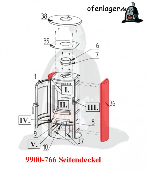 9900-766 Seitendeckel / 1 Stück