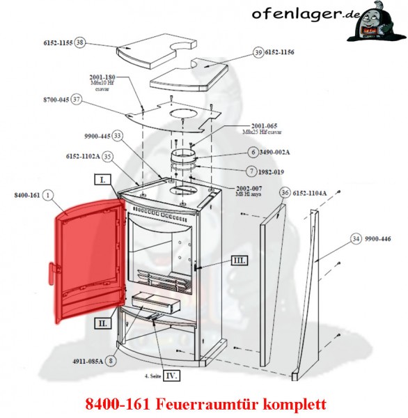 8400-161 Feuerraumtür komplett