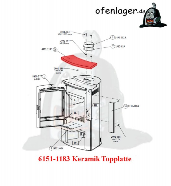 6151-1183 Keramik/Topplatte