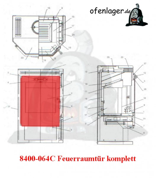 8400-064C Feuerraumtür komplett