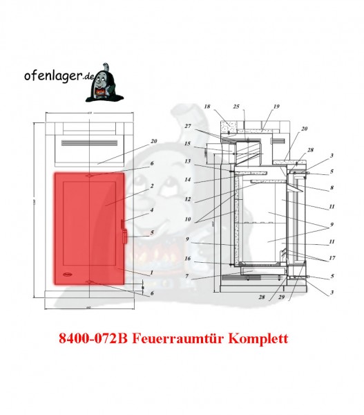 8400-072B Feuerraumtür komplett