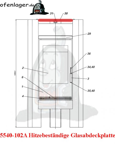 5540-102A Hitzebeständige Glasabdeckplatte