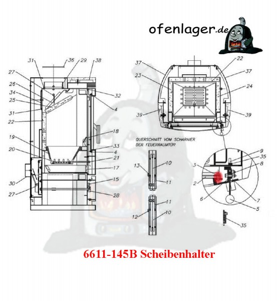 6611-145B Scheibenhalter 4 Stück