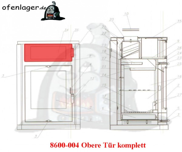 8600-004 Obere Tür komplett