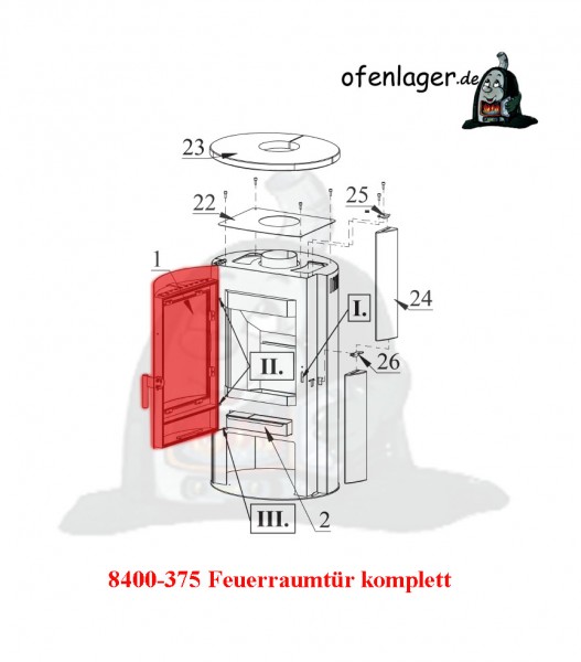 8400-375 Feuerraumtür komplett