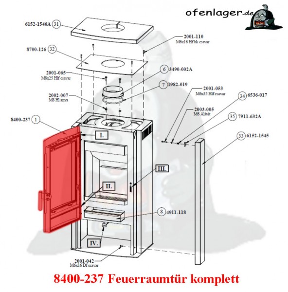 8400-237 Feuerraumtür komplett