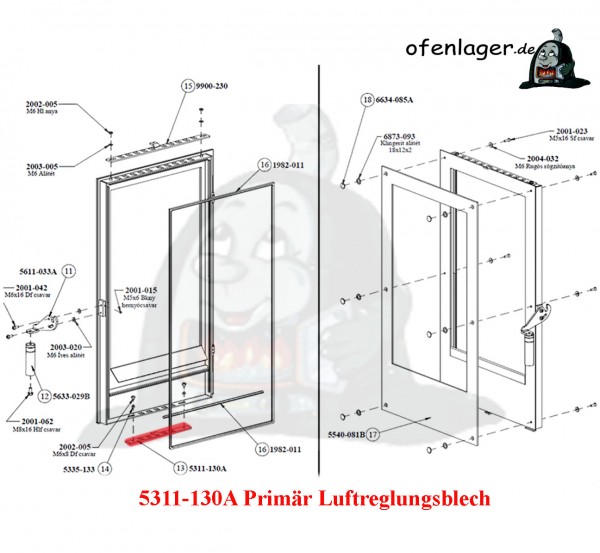 5311-130A Primär Luftreglungsblech