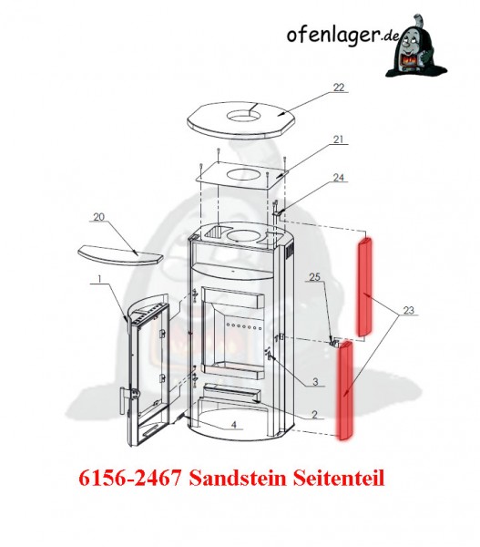 6156-2467 Sandstein Seitenteil / 1 Stück