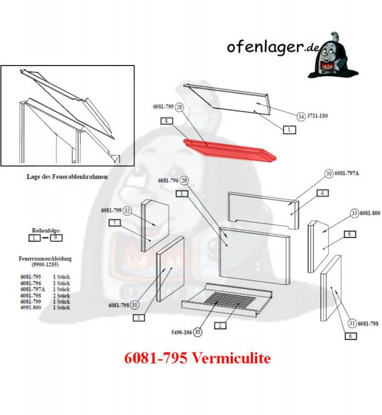 6081-795 Vermiculite Brennraum