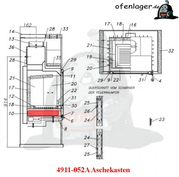 4911-052A Aschekasten