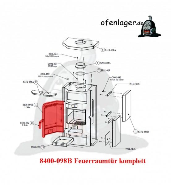 8400-098B Feuerraumtür komplett