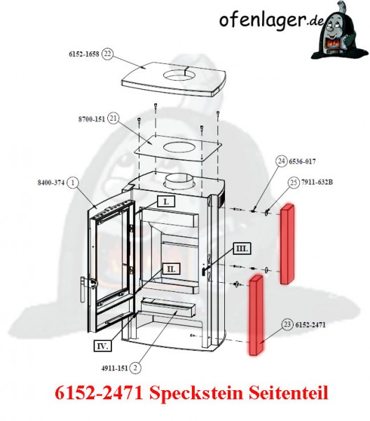 6152-2471 Speckstein Seitenteil / 1 Stück