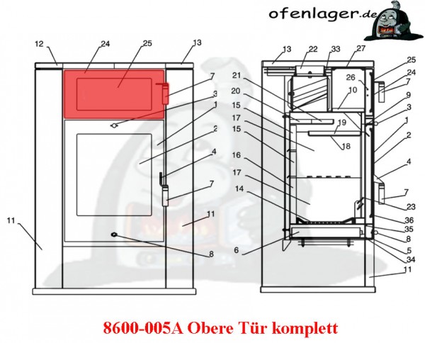 8600-005A Obere Tür komplett