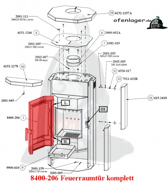 8400-206 Feuerraumtür komplett