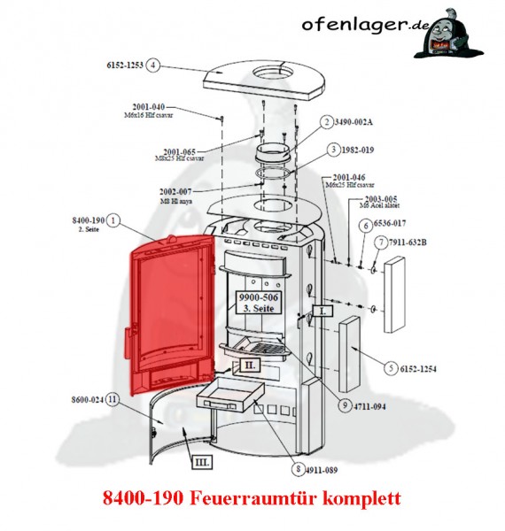 8400-190 Feuerraumtür komplett