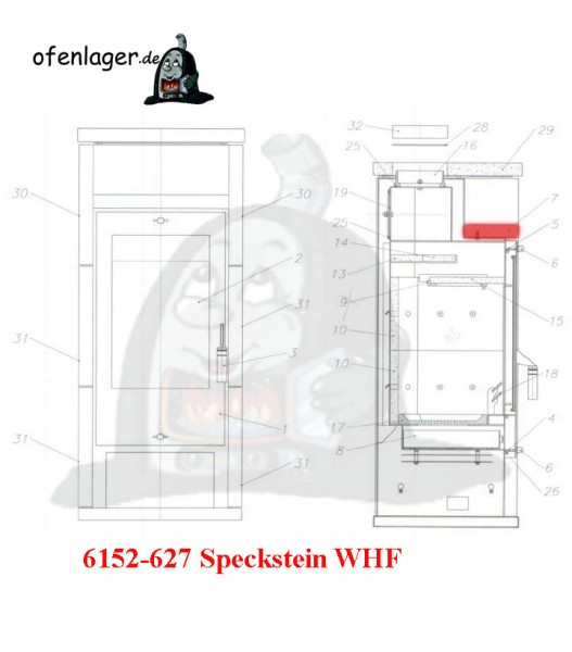 6152-627 Speckstein/Warmhaltefach