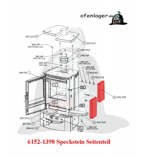 6152-1398 Speckstein / 1 Stück