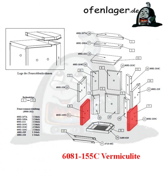 6081-155C Vermiculite / 1 Stück