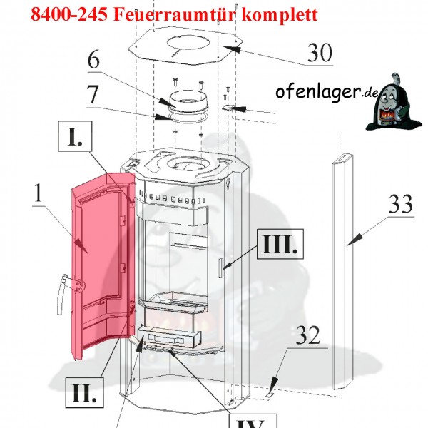 8400-245 Feuerraumtür komplett