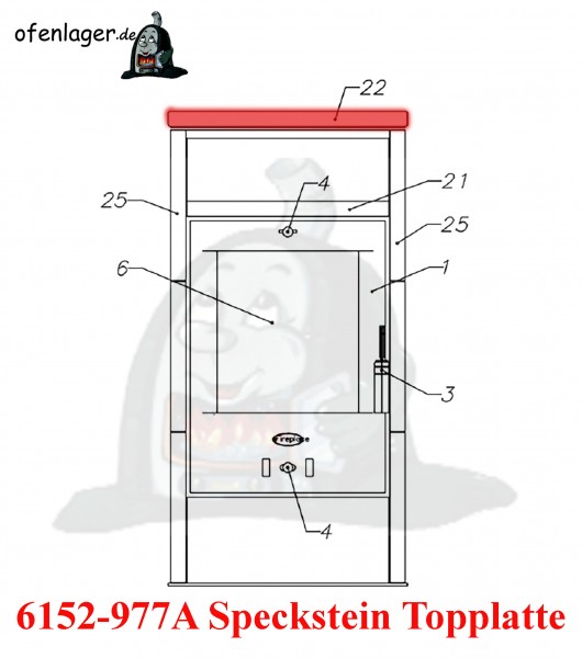 6152-977A Speckstein/Topplatte