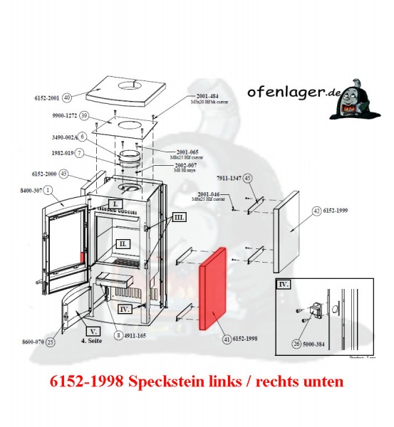 6152-1998 Speckstein Seite unten / 1 Stück