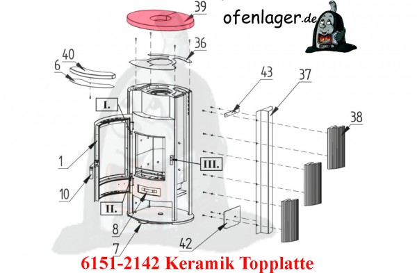 6151-2142 Keramikkachel Topplatte