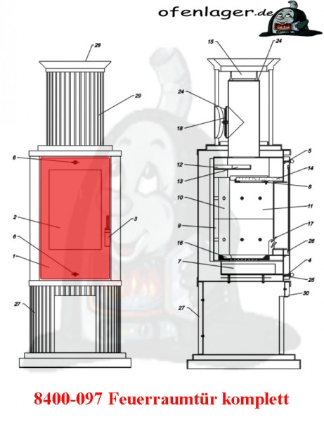 8400-097A Feuerraumtür komplett