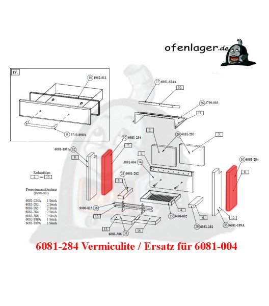 6081-284 Vermiculite- Ersatz für 6081-004 / 1 Stück