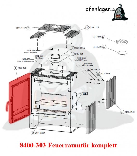8400-303 Feuerraumtür komplett